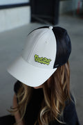Beige Forever Classic baseball cap with flat out or go home text and adjustable back closure