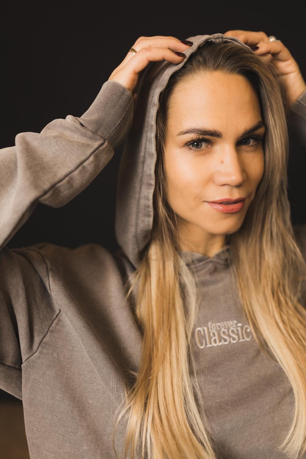 Forever Classic oversized hoodie in lightweight washed cotton with minimal embroidered logo on front