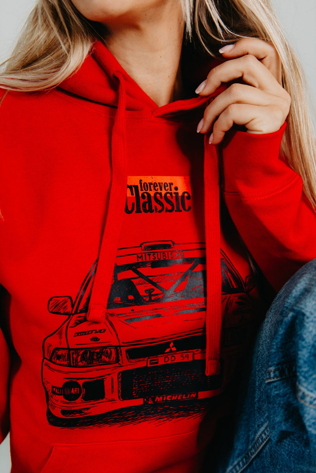 Forever Classic red hoodie with hood, pockets and exclusive design in cotton and recycled polyester