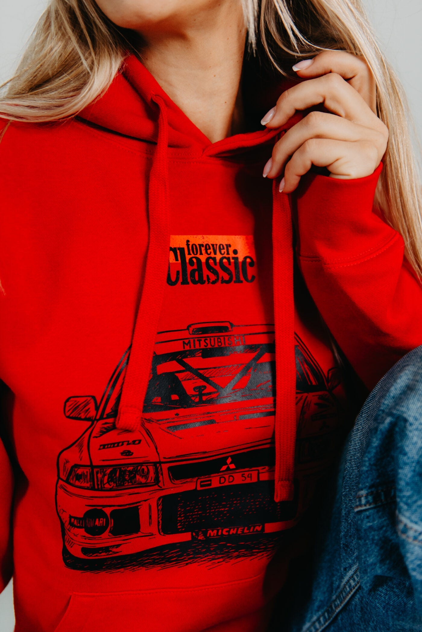 Forever Classic red hoodie with hood, pockets and exclusive design in cotton and recycled polyester