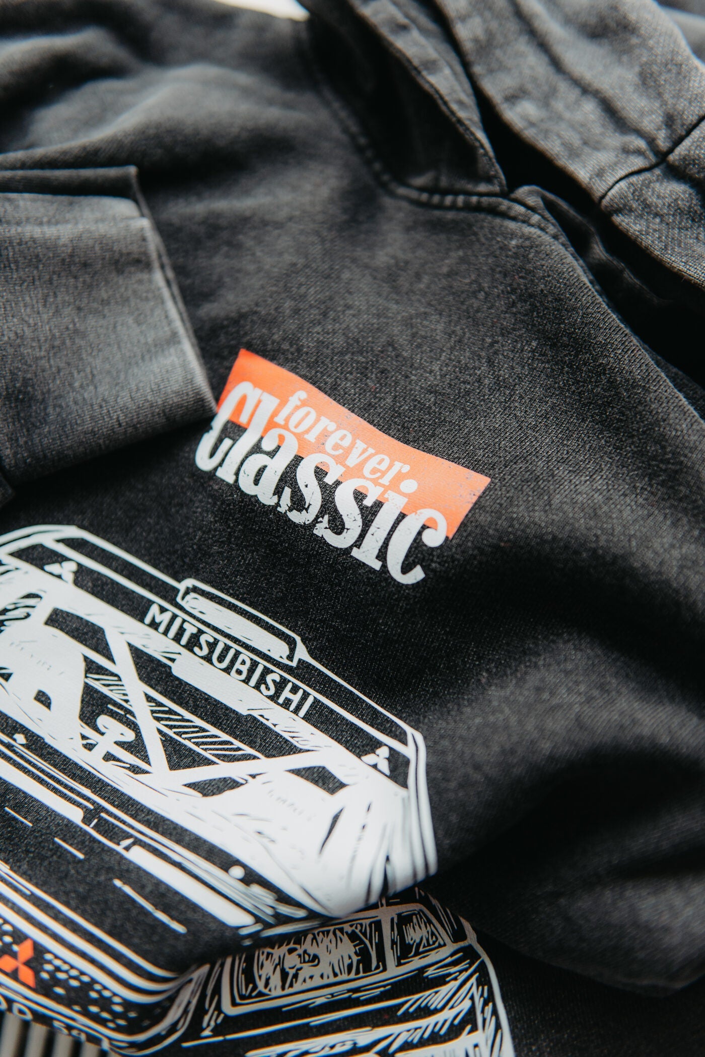 Black oversized design hoodie in lightweight cotton with modern washed effect, Forever Classic