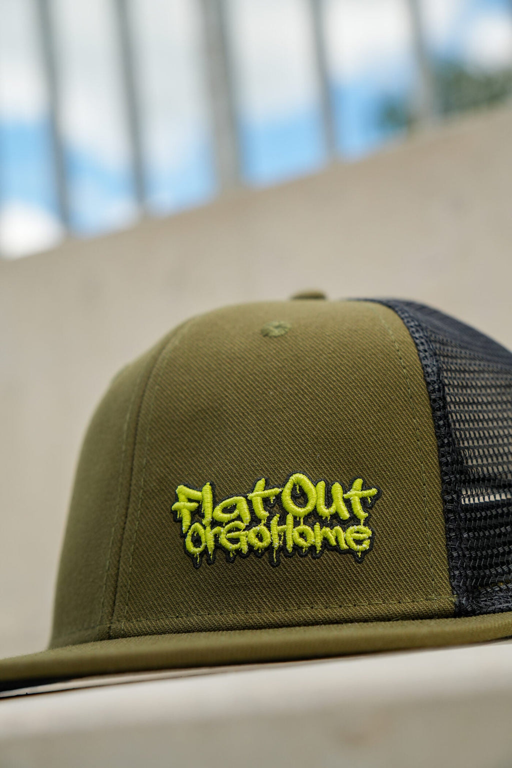 Forever Classic khaki snapback cap with flat brim and mesh back