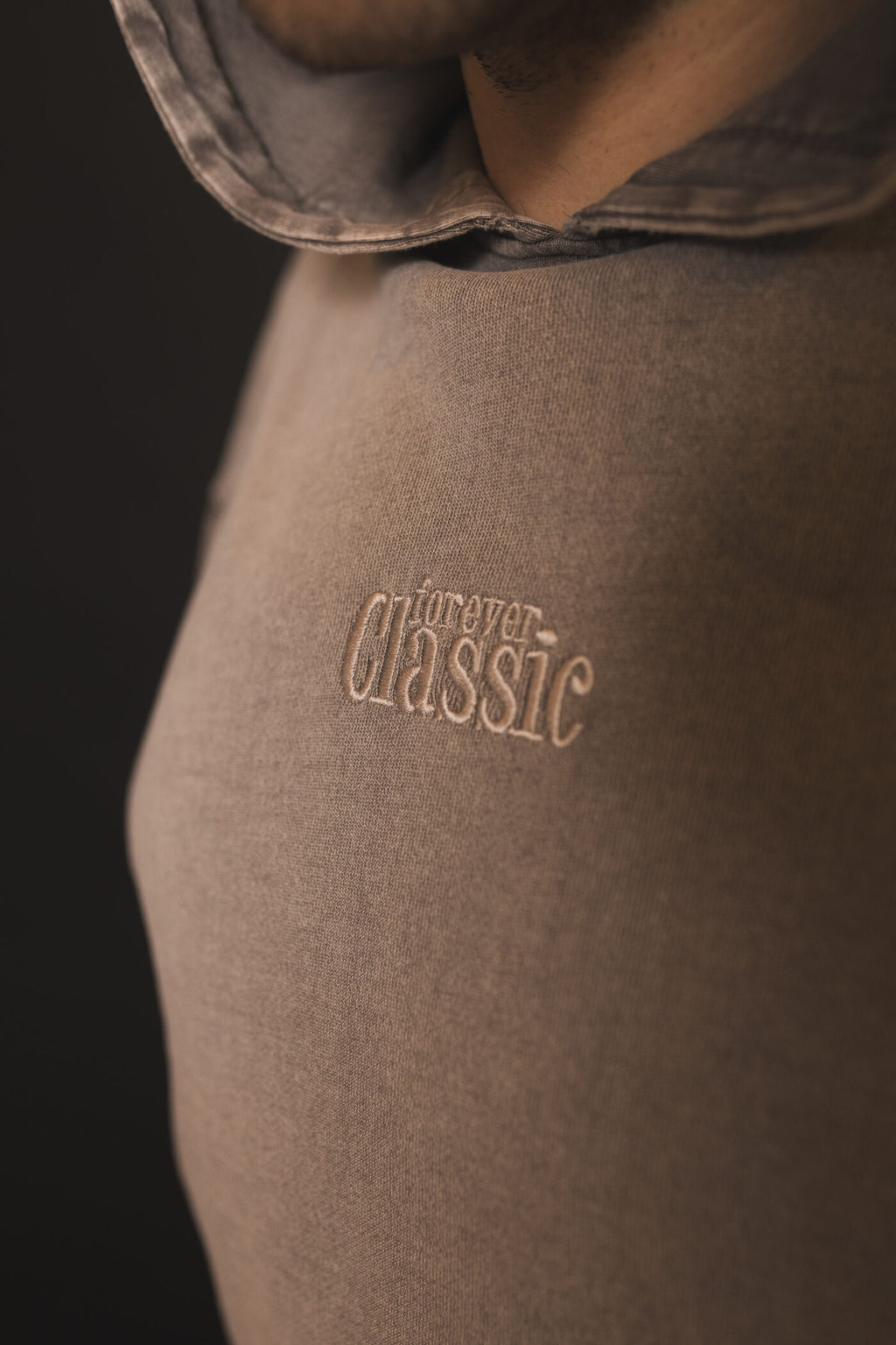 Forever Classic oversized hoodie in lightweight washed cotton with minimal embroidered logo on front