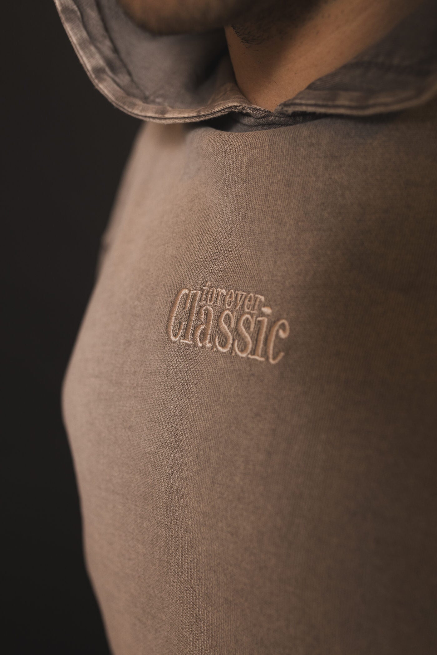 Forever Classic oversized hoodie in lightweight washed cotton with minimal embroidered logo on front