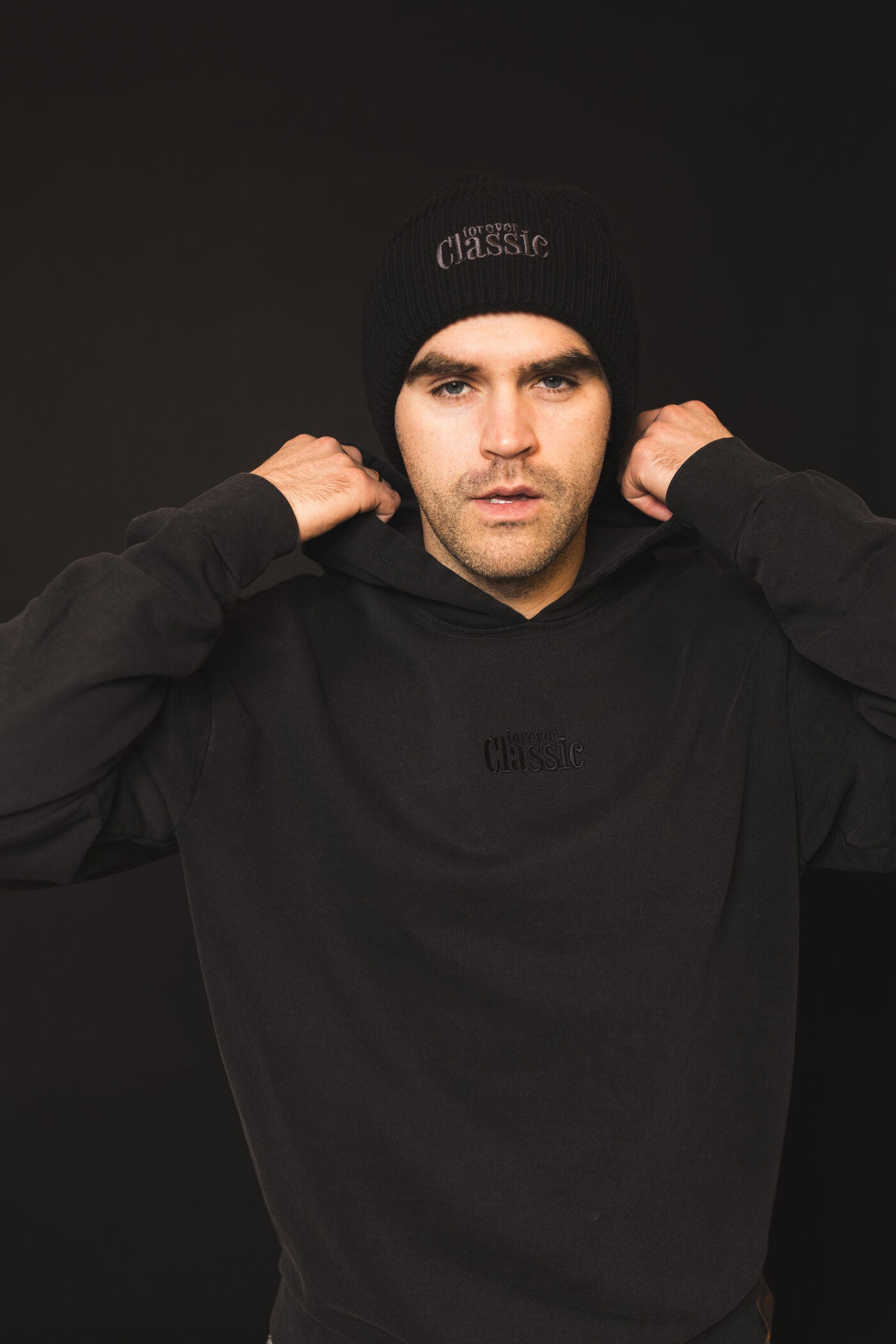 Forever Classic oversized hoodie in lightweight washed cotton with minimal embroidered logo on front
