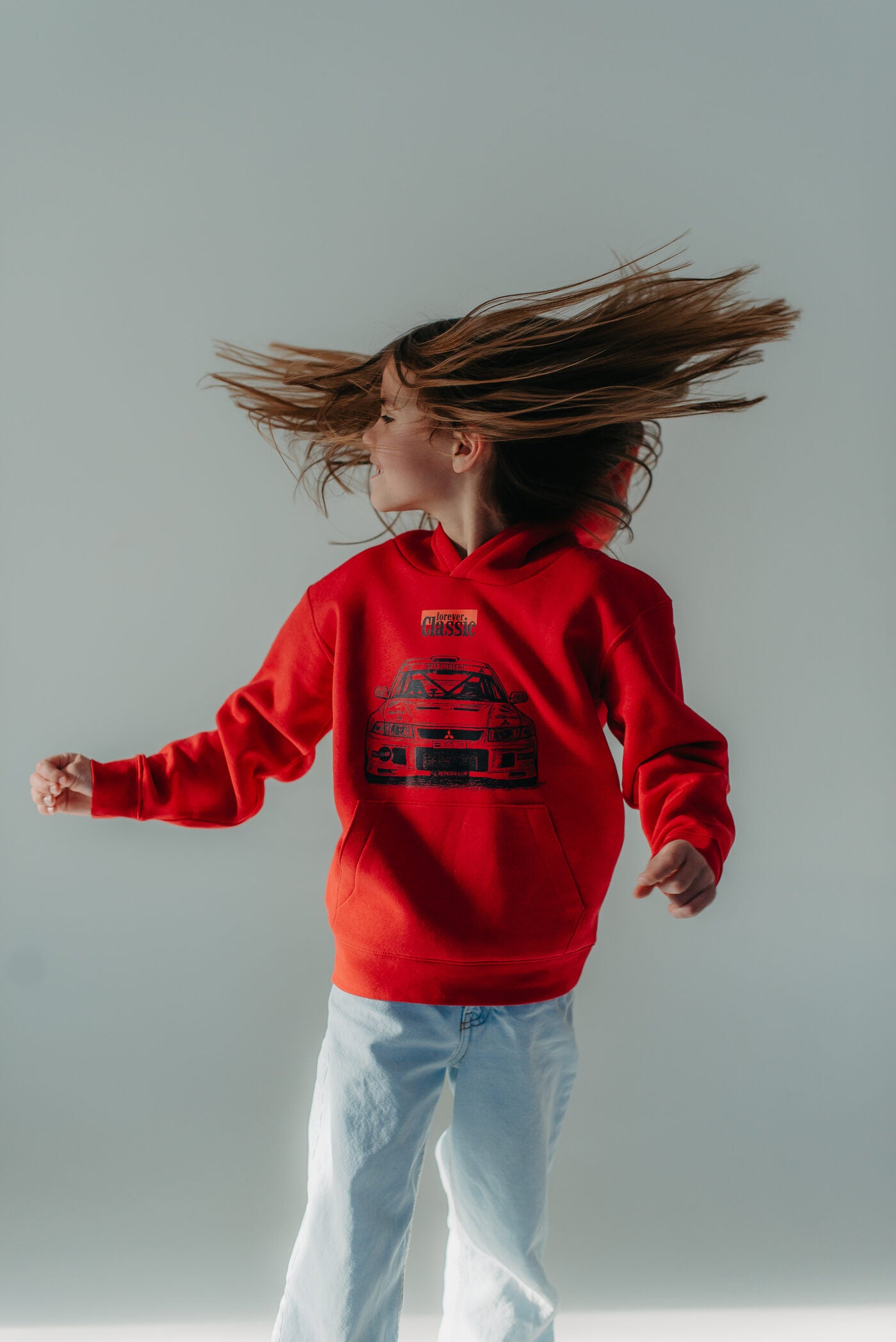 Forever Classic red kids' hoodie with hood in soft cotton and polyester