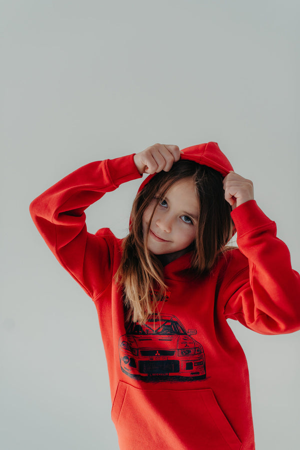 Forever Classic red kids' hoodie with hood in soft cotton and polyester