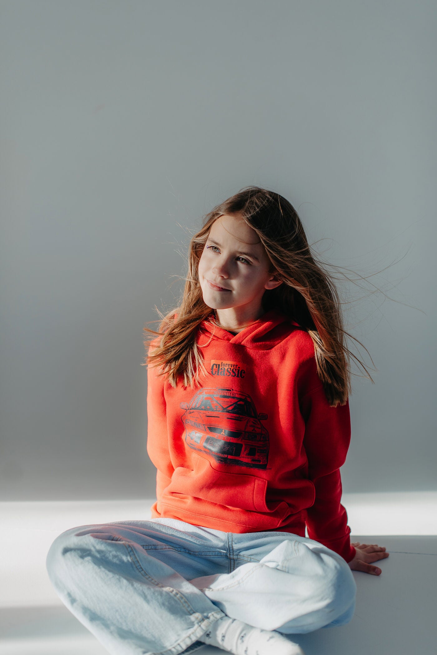 Forever Classic red kids' hoodie with hood in soft cotton and polyester