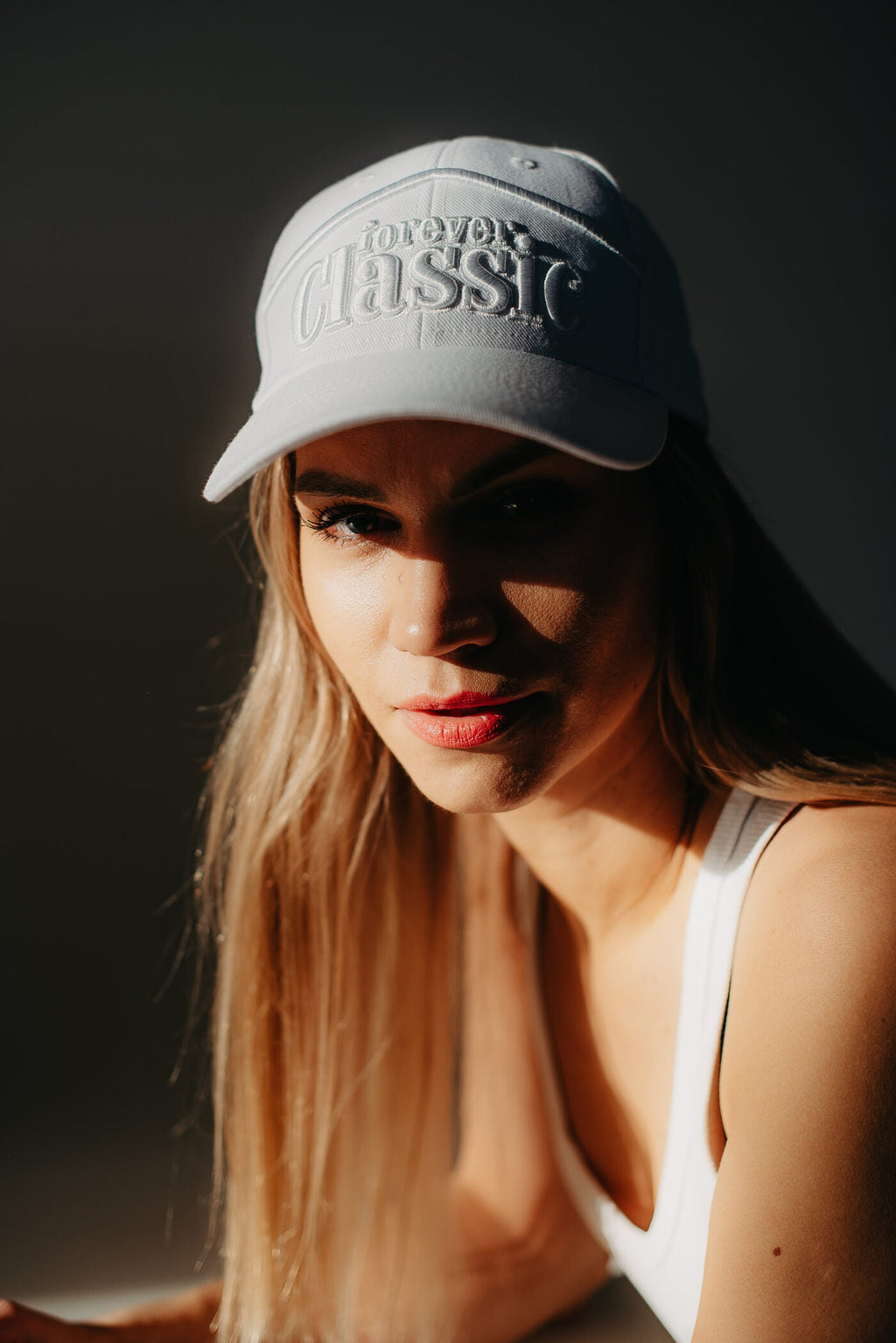 Forever Classic white baseball cap with brim and adjustable closure for everyday wear