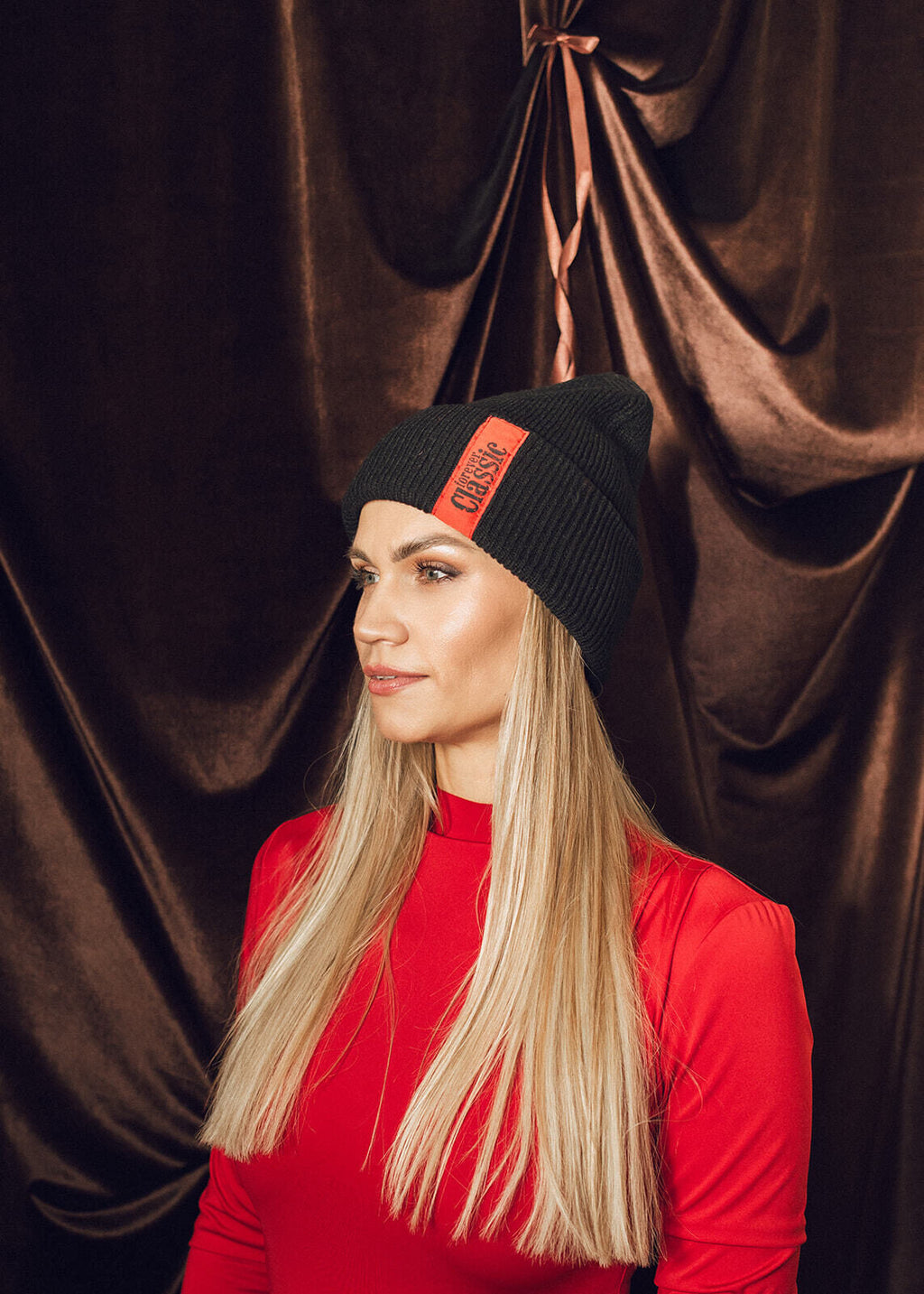 Forever Classic black knit beanie with embroidered logo from recycled polyester