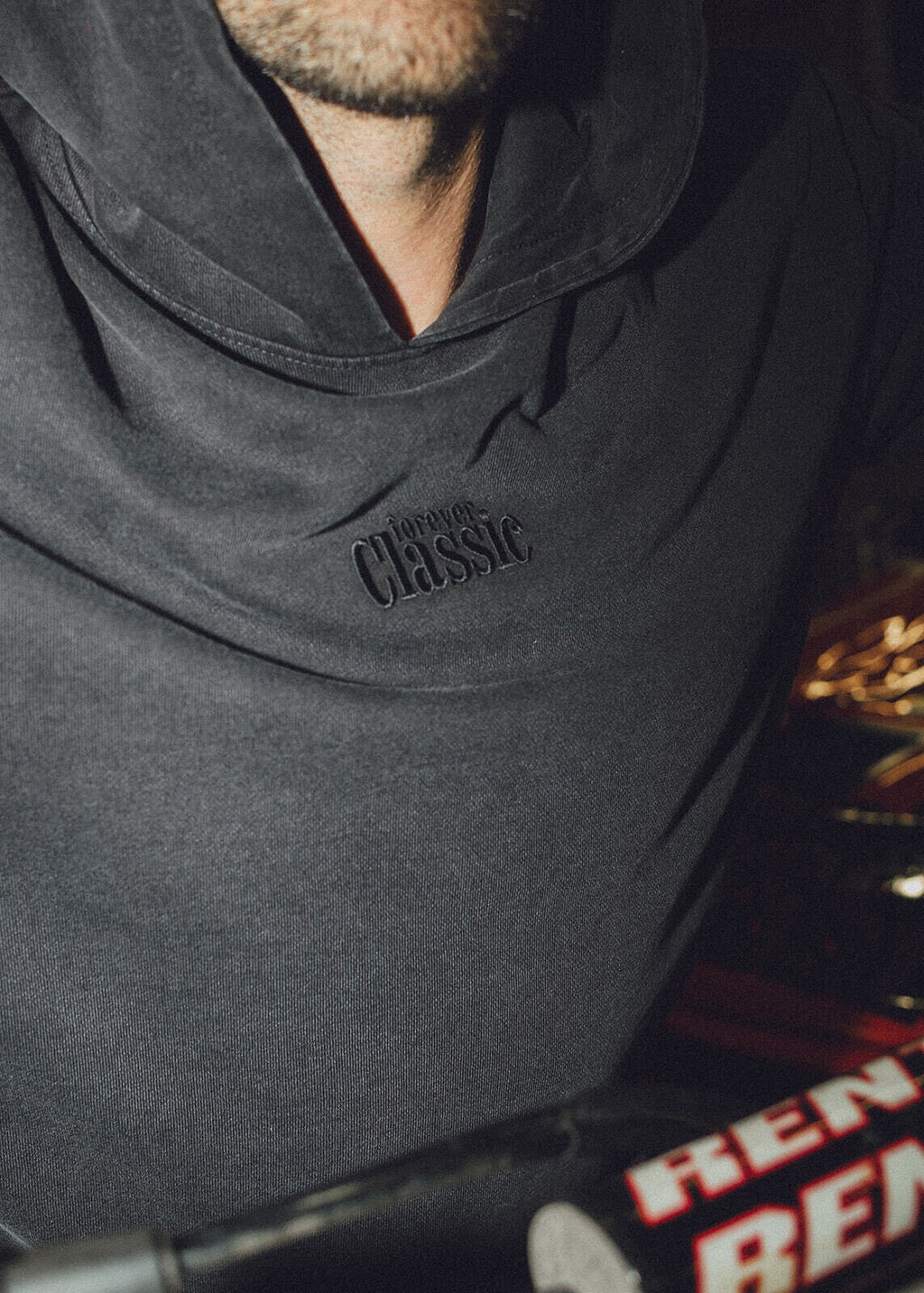 Forever Classic oversized hoodie in lightweight washed cotton with minimal embroidered logo on front