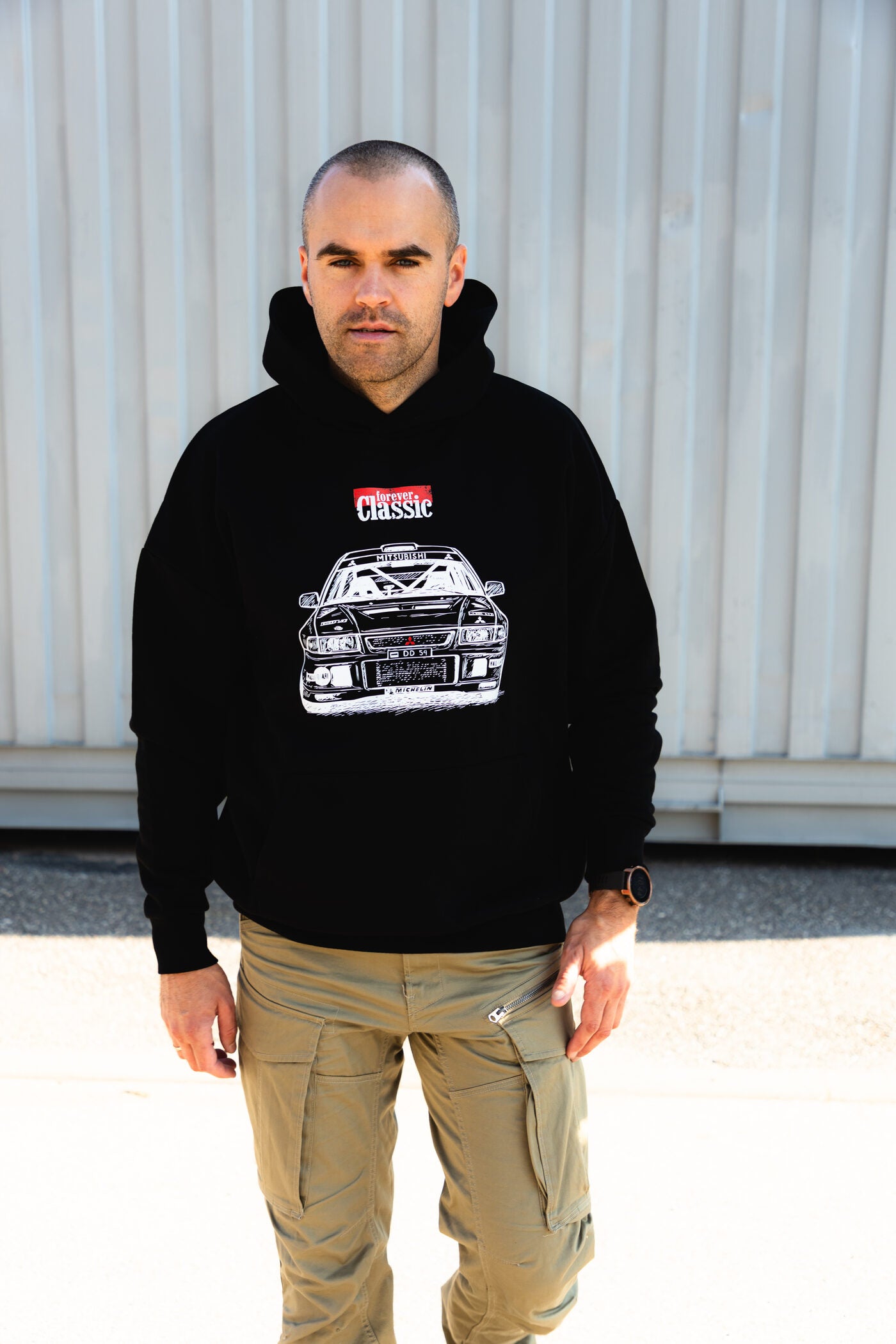 Black Forever Classic hoodie with hood, pockets and exclusive design in soft cotton